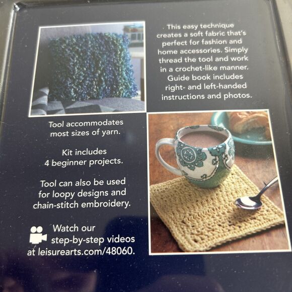 Leisure Arts Learn To Loop Crochet Kit With Book Tool Patterns NEW - Picture 4 of 4